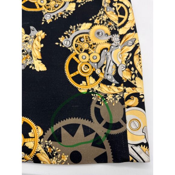 Black Mechanic Print Stretch Paneled Sheath Dress - Picture 8 of 9